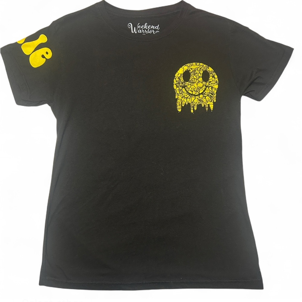 Black Tee with Yellow Smiley Face Graphic